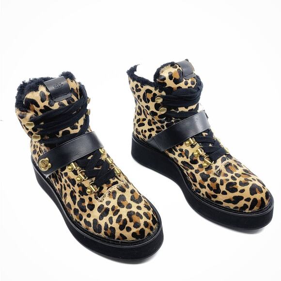 Coach Urban Leopard Hiker Combat Boots - New Size 6.5 - Picture 3 of 12